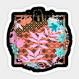 Japanese Design Floral Cherry Blossom Retro Art Earth Colours Streetwear Urban 565 Sticker